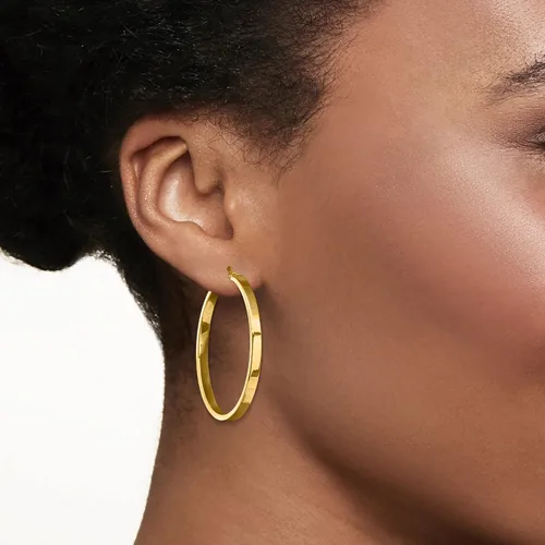 Vista 2 de Ross-Simons Pendientes de aro italianos de oro amarillo de 14 quilates con borde cuadrado, Oro, no conocido