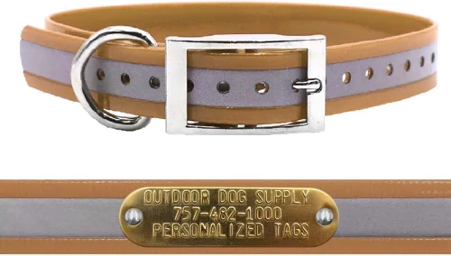 Vista 19 de Outdoor Dog Supply Collar de perro con anillo en D impermeable reflectante resistente de 1 pulgada para perros medianos y grandes con placa