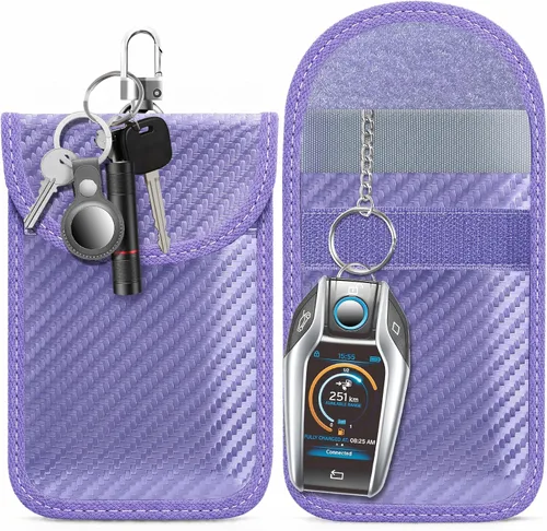 Vista 14 de lanpard Bolsa Faraday para Llaves de Coche, Bolsa Faraday, Soporte de Bloqueo de Señal RFID para Coche, Protector de Llavero, Jaula de Llavero Negro