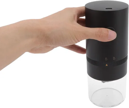 Vista 9 de Topyond Molinillo de café eléctrico, molinillo de granos de café, molinillo negro de carga USB, para el hogar, cocina, café, grano, especias