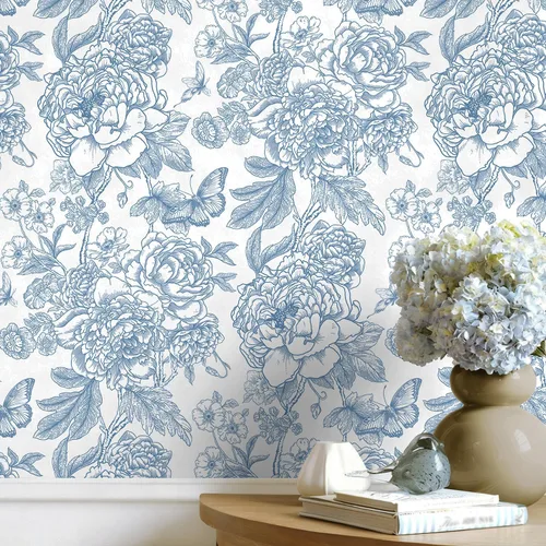 Vista 15 de Safiyya Papel tapiz adhesivo floral para despegar y pegar, 78.7 x 17.3 pulgadas, papel de pared blanco y beige, moderno, neutro, autoadhesivo