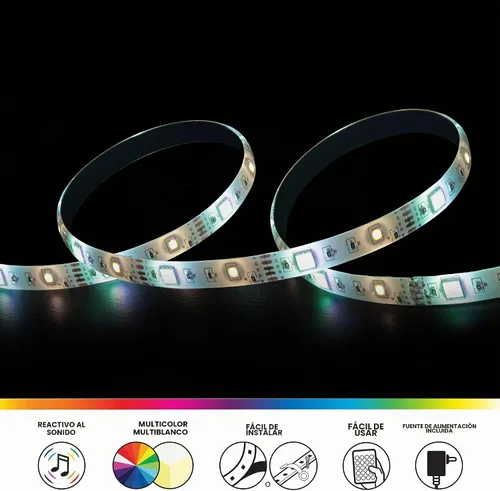 Vista 2 de Monster - Tira de luz LED multicolor reactiva de sonido de 16.4 pies con control remoto IR, uso en interiores, montaje fácil de Xtreme