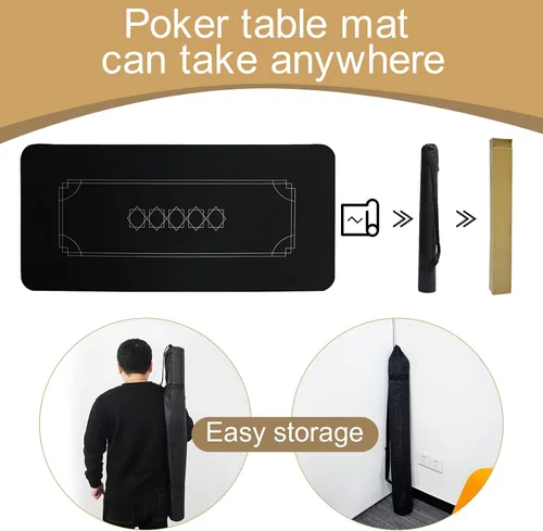 Vista 5 de CONTINUE Tapete de póquer portátil para 8 a 10 jugadores, cubierta de mesa de póquer de Texas Hold'em, tapete de póquer de goma con bolsa