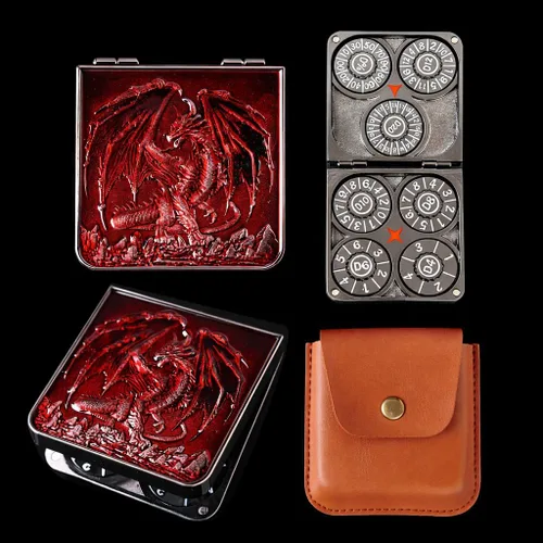 Vista 8 de Juego de dados giratorios de metal 7 en 1 para Dungeons & Dragons – Dados giratorios de bolsillo con tapa D4 D6 D8 D10 D12 D20 D% – Accesorio