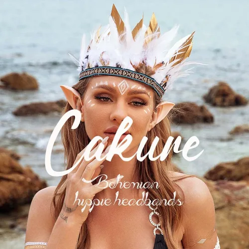 Vista 7 de CAKURE Diadema de plumas, corona, plumas indias, tocado, tocado, tocado, carnaval, Halloween, disfraces, accesorios para el cabello