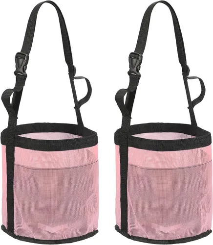 Vista 13 de Bolsa de alimentación para caballo, bozal de caballo con correa ajustable, malla de nailon, impermeable, bolsa para caballos de grano inferior Negro