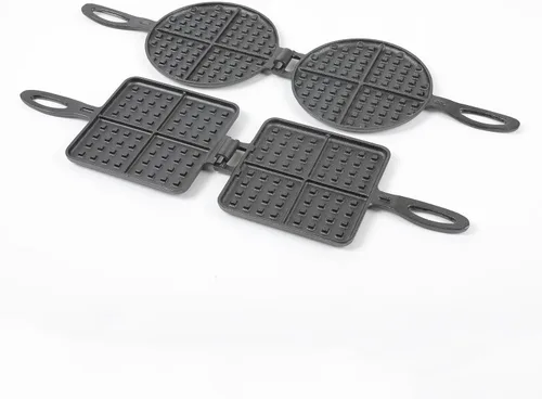 Vista 3 de HAWOK Juego de 2 wafleras de hierro fundido negro (Black Square and Round)