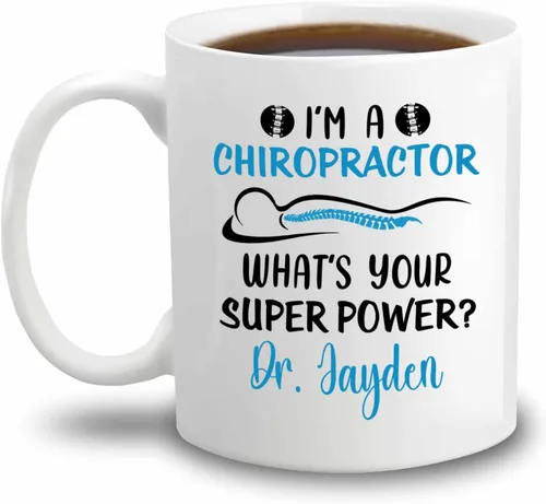 Vista 13 de Taza de té blanca personalizada con nombre quiropráctico de 11 onzas, 15 onzas, taza de café quiropráctico personalizada, taza de café quiropráctica
