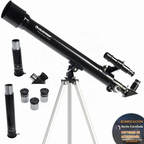 Vista 2 de Celestron - Telescopio PowerSeeker 50AZ - Telescopio manual Alt-Azimut para principiantes - Compacto y portátil - Paquete de software de astronomía
