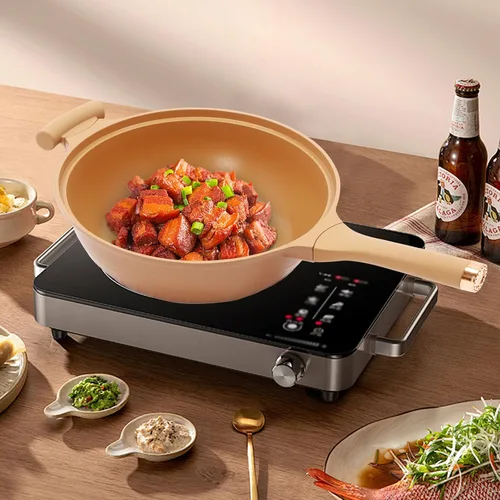 Vista 9 de Olla a presión multifuncional de arcilla antiadherente con cesta de vapor, sartén de cocina casera para freír, cocinar al vapor, guisar y freír