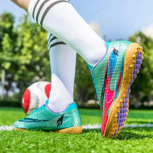 Vista 5 de Botas de fútbol FG para mujer, zapatos de tacos para hombre, zapatos de fútbol de equipo, zapatos de fútbol atléticos para interiores y exteriores