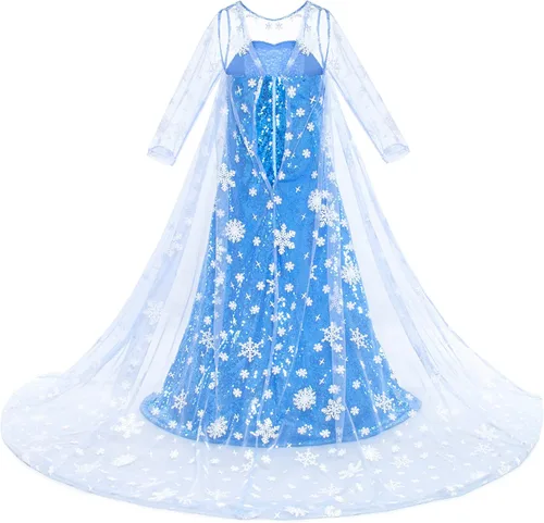Vista 4 de Disfraz de princesa de lujo con capa larga brillante para fiesta de cumpleaños de niña