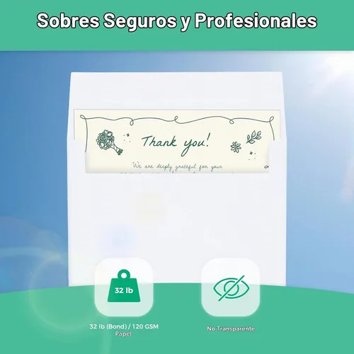 Vista 8 de Ohuhu Paquete de 200 tarjetas y sobres blancos en blanco A7 5 x 7