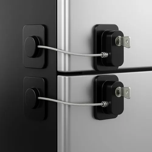 Vista 10 de Paquete de 2 cerraduras para refrigerador con llaves para armario de seguridad infantil Child Safety Lock for Freezer, Cabinets, Closets &