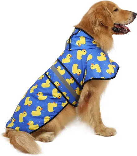 Vista 36 de HDE - Impermeable protector con capucha para perros y cachorros, tallas de la S a la XL (diseño de patos de goma, talla S)