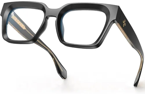 Vista 11 de VISOONE Fashion Computer Glasses with Wire Core Temples Colorado Clear Lens Lightweight TR90 UV400 Square Thick Frame Blue Light Blocking Glasses