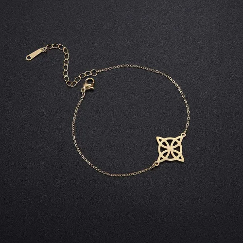 Vista 4 de Oyalma - Pulsera geométrica de moda con nudo de bruja celta para mujer, cadena de brujería, joyería de amor, 19241, color dorado