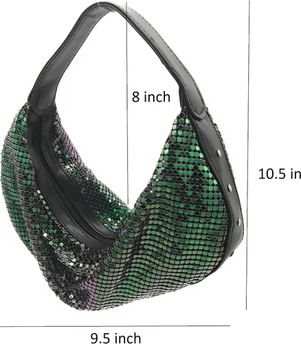 Vista 3 de Bolso de mano para mujer, de malla metálica, para fiesta de cócteles, bailes, bodas, banquetes