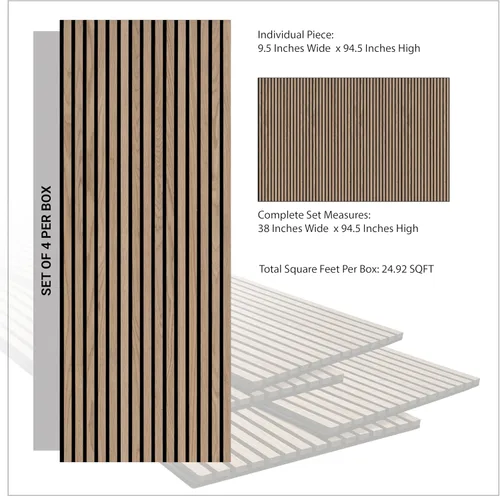 Vista 9 de Ackland - Panel de madera acústica SereniSlats Canvas Beige 94.5 x 9.5 Natural