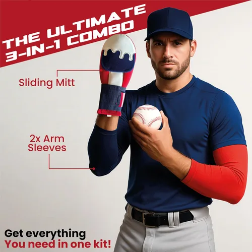 Vista 5 de Kit de guardia deslizante de béisbol para jóvenes y adultos, juego de mangas acolchadas para guantes deslizantes de sóftbol - Incluye protectores