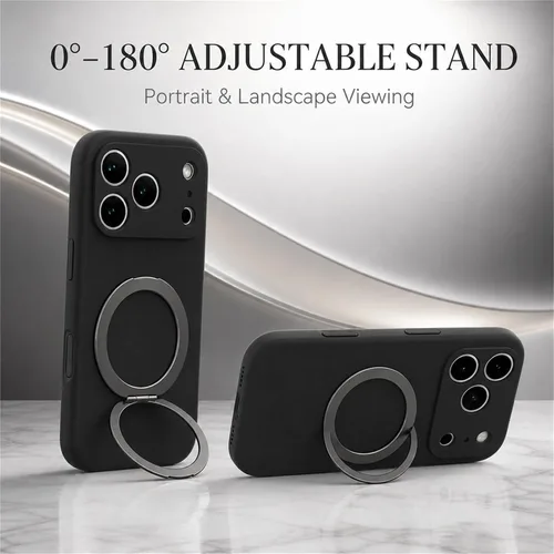 Vista 3 de Funda de silicona con soporte para iPhone 17 Pro [compatible con MagSafe] [Protección completa de la cámara] (6.3 pulgadas 2025), fundas de teléfono