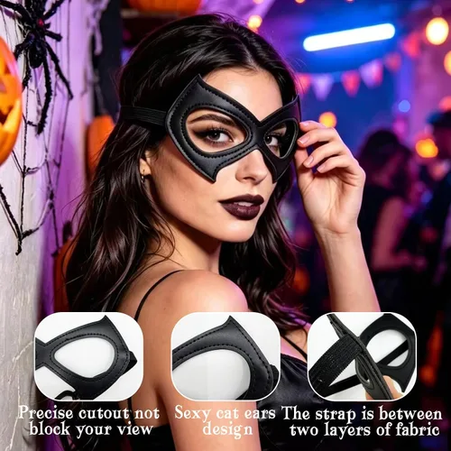 Vista 5 de Paquete de 2 máscaras de gato para mujer, disfraz de Halloween