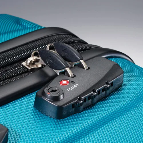 Vista 6 de Samsonite Omni - Juego de 3 piezas con accesorios para equipaje Azul Caribe Equipaje rígido con ruedas