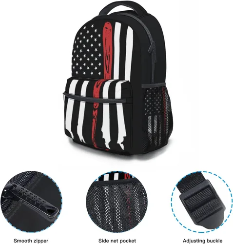 Vista 6 de Miaoquhe Mochila de béisbol con la bandera de Estados Unidos para niños, niñas, adolescentes, escuela, casual, mochila escolar para viajes, laptop