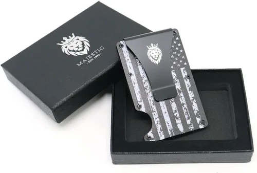 Vista 4 de Cartera minimalista para hombre Cartera delgada Bolsillo frontal con bloqueo RFID Tarjetero Cartera de metal de aluminio Clip delgado