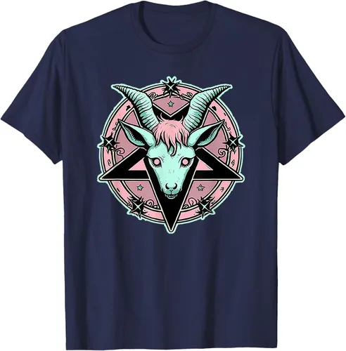 Vista 45 de Camiseta Kawaii Paste Creepy Goat Pentacle, Negro
