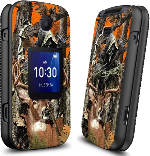 Vista 3 de Funda para Alcatel Go Flip 4 / TCL Flip Pro / TCL Flip Pro con protector de pantalla de vidrio templado, cubierta de PC antideslizante a prueba