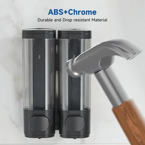 Vista 8 de Unisense - Dispensador de champú y acondicionador, dispensador de jabón de ducha de 2 cámaras, sin taladro, dispensador de champú montado