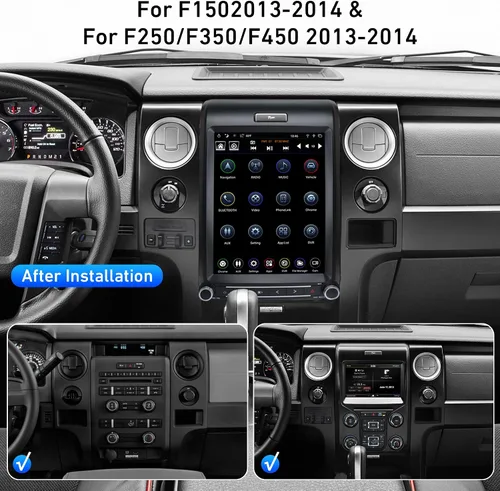 Vista 4 de Radio con pantalla táctil de 12.1 ″ estilo T para Ford F150 2013-2014, unidad principal Android con navegación GPS, Bluetooth, WiFi, USB/AUX