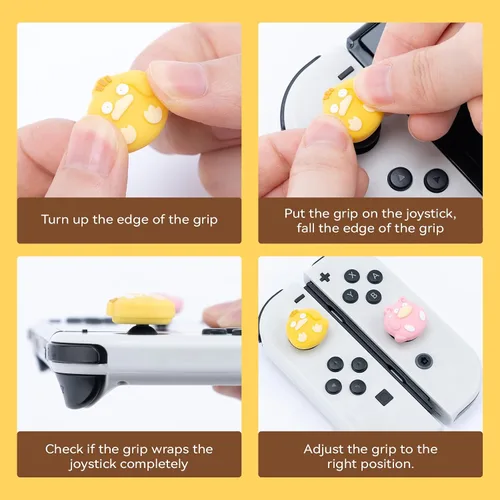 Vista 5 de WISHAVEN Lindas tapas Joycon de agarre de pulgar compatibles con Nintendo Switch Zelda, funda de silicona suave para Nintendo SwitchOLEDLite