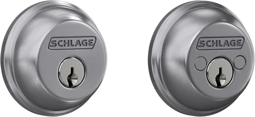 Vista 17 de Schlage Single Cylinder Front Door Deadbolt, Aged Bronze Cerrojo de un solo cilindro con llave exterior y giro en el interior, ajuste universal