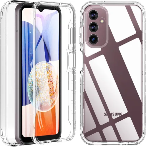Vista 10 de Hensinple Funda para Samsung A14 5G, 360 cuerpo completo a prueba de golpes, funda para Samsung A14 A14 con protector de pantalla integrado, funda