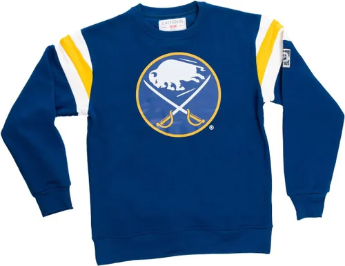Vista 5 de Calhoun NHL Surf & Skate Varsity - Sudadera de cuello redondo para hombre, estilo retro, colección Coastal Buffalo Sabres