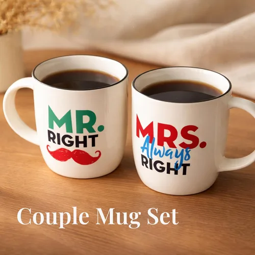 Vista 2 de Triple Gifffted Mr Right Mrs Always Right - Tazas de café, ideas de regalos para parejas, aniversario de boda, compromiso, Navidad, para él