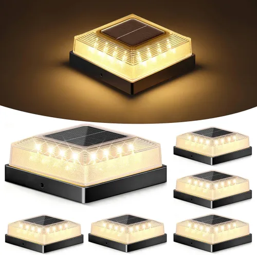 Vista 10 de Brightever 3.5 x 3.5 4x4 luz solar para poste al aire libre, paquete de 4 luces solares para postes de madera/vinilo, 3 modos de iluminación, luces