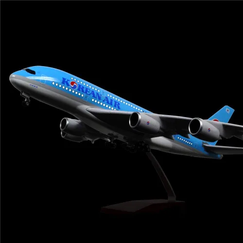 Vista 4 de 24-Hours 18" 1:160 modelo de avión Corea Airbus 380 modelo avión con luz LED (toque o control de sonido) para decoración o regalo