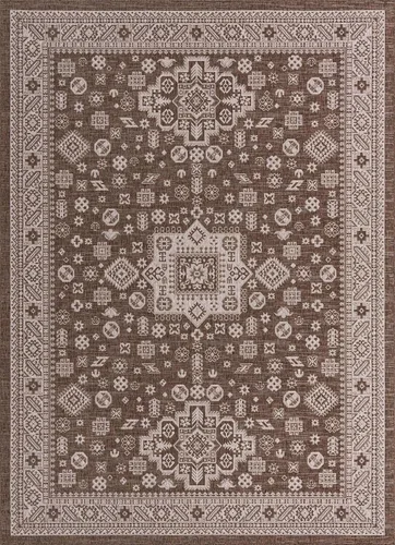 Vista 91 de Unique Loom Outdoor Aztec Collection Alfombra de área, Chalca (5 pies 3 pulgadas, octágono, aguamarina/marfil)