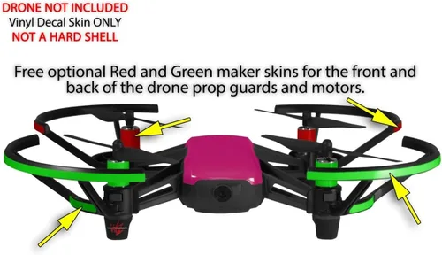 Vista 3 de Skin Decal Wrap Pack 2 para DJI Ryze Tello Drone Solids Collection Fushia Drone no incluido