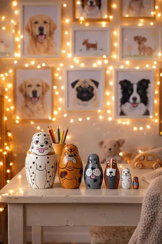Vista 7 de AEVVV Juego de 6 muñecas anidables para perros, muñecas de anidación Matryoshka con figuras de animales, muñecas de anidación de razas de perros