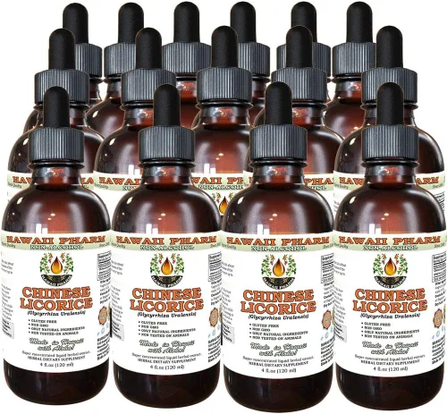 Vista 5 de Hawaii Pharm Extracto líquido de regaliz chino sin alcohol, regaliz chino (Glycyrrhiza Uralensis) Suplemento herbario natural de glicerita de raíz