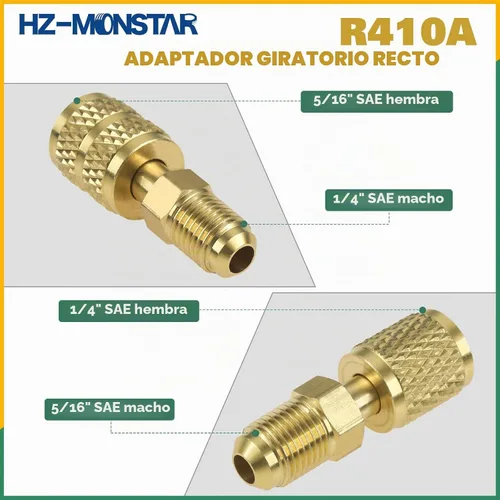 Vista 3 de R410A R134A Adaptadores Kit de Ajuste para Sistema Mini Dividido 5/16" SAE 1/4" SAE Flare, Kit de Ajuste de Latón 1/2 Acme 1/4" Hembra a Macho