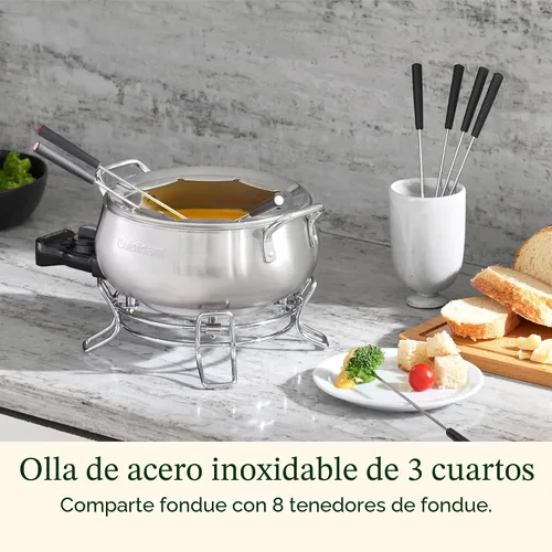 Vista 2 de Cuisinart - Juego de fondue eléctrico, interior antiadherente, olla de 3 cuartos y 8 tenedores