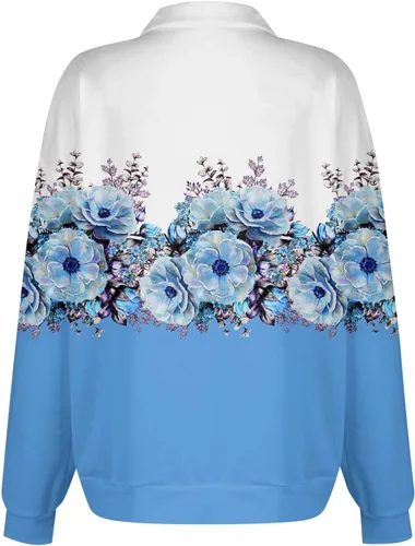 Vista 3 de Sudadera de gran tamaño para mujer, estilo casual, degradado, a la moda, con cremallera, ropa de otoño, manga larga, holgada, sin botones