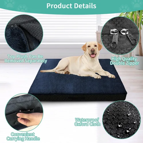Vista 3 de COSHNIBI Fundas de cama de repuesto lavables para perro, fundas de cama impermeables, repuesto de felpa suave con cremallera y extraíbles para Azul