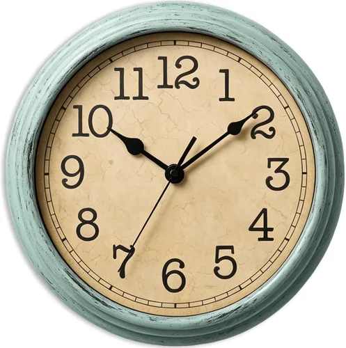 Vista 10 de Reloj de pared de 9 pulgadas, silencioso sin tictac, clásico, funciona con pilas, decorativo para sala de estar, dormitorio, baño, cocina y oficina