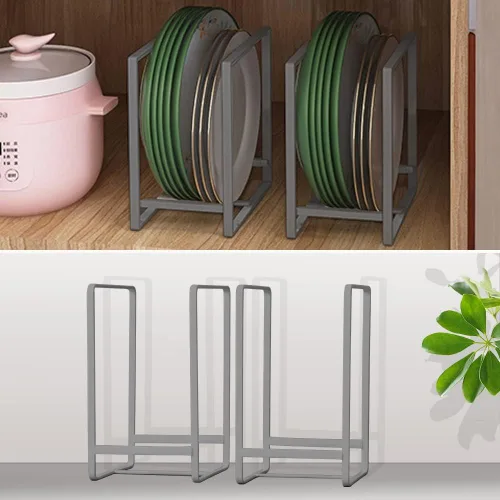 Vista 22 de 2PCS Organizador de Soportes para Platos, Estante de Exhibición y Almacenamiento de Platos de Metal para Secado para Gabinete, Mostrador y Armario